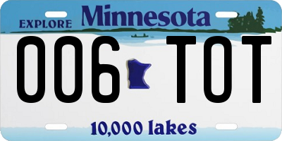 MN license plate 006TOT