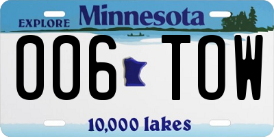 MN license plate 006TOW