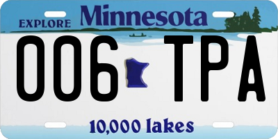MN license plate 006TPA