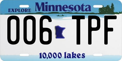 MN license plate 006TPF