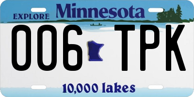 MN license plate 006TPK