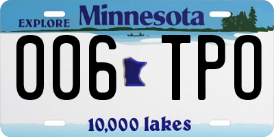 MN license plate 006TPO