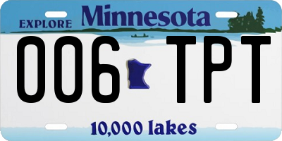 MN license plate 006TPT