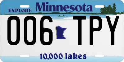 MN license plate 006TPY