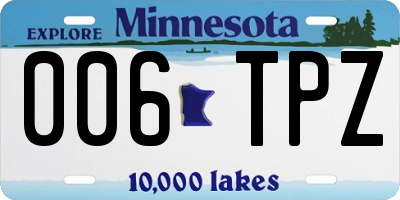 MN license plate 006TPZ