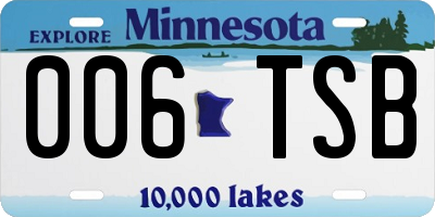 MN license plate 006TSB