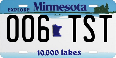 MN license plate 006TST