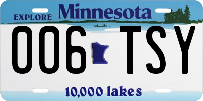 MN license plate 006TSY