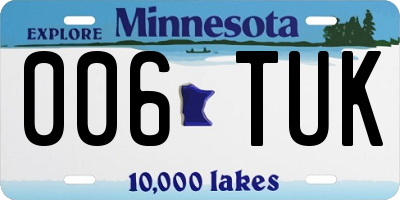 MN license plate 006TUK