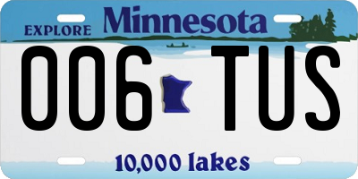 MN license plate 006TUS
