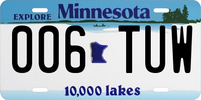 MN license plate 006TUW