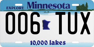 MN license plate 006TUX