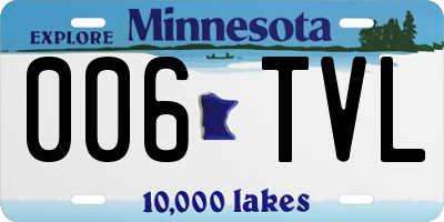 MN license plate 006TVL