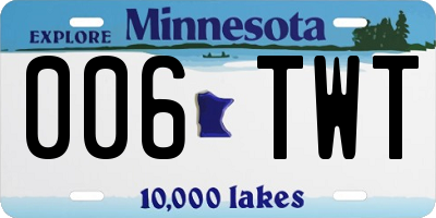 MN license plate 006TWT