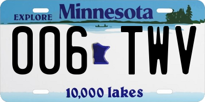 MN license plate 006TWV