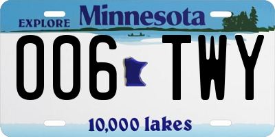 MN license plate 006TWY