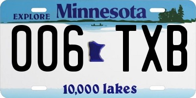 MN license plate 006TXB