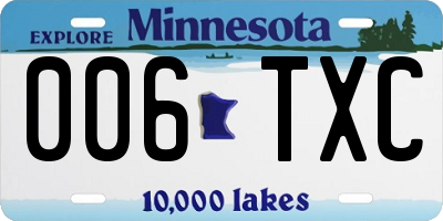 MN license plate 006TXC