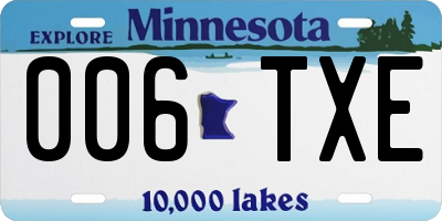 MN license plate 006TXE