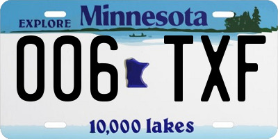MN license plate 006TXF