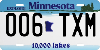 MN license plate 006TXM