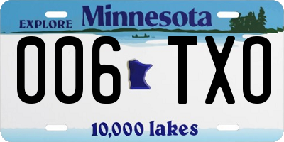 MN license plate 006TXO