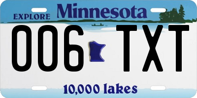 MN license plate 006TXT
