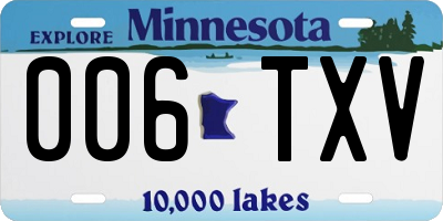 MN license plate 006TXV