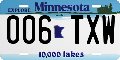 MN license plate 006TXW