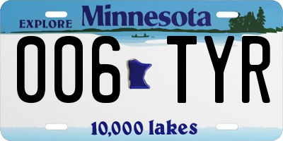 MN license plate 006TYR