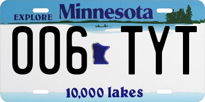 MN license plate 006TYT