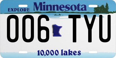 MN license plate 006TYU