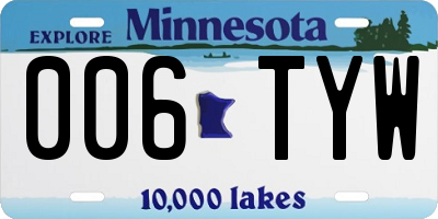 MN license plate 006TYW
