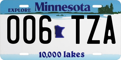 MN license plate 006TZA