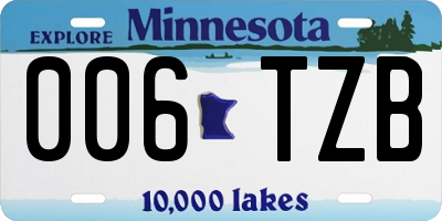 MN license plate 006TZB