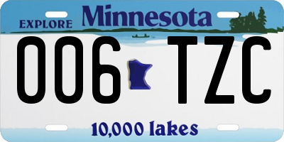 MN license plate 006TZC