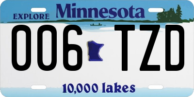 MN license plate 006TZD