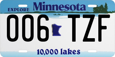 MN license plate 006TZF