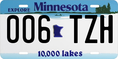 MN license plate 006TZH