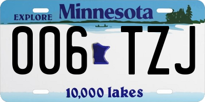 MN license plate 006TZJ