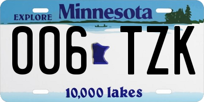 MN license plate 006TZK