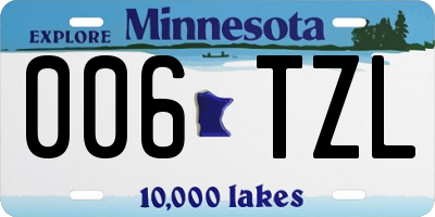 MN license plate 006TZL