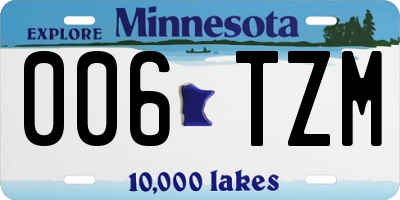 MN license plate 006TZM
