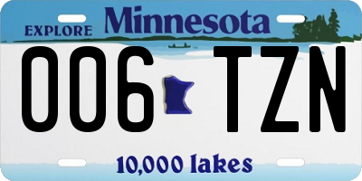 MN license plate 006TZN