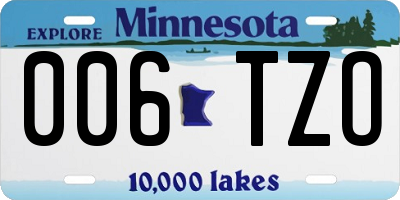 MN license plate 006TZO