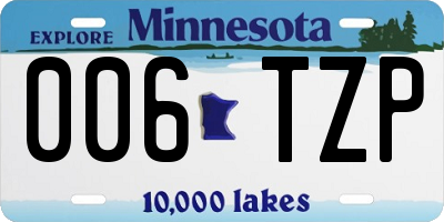 MN license plate 006TZP