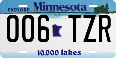 MN license plate 006TZR