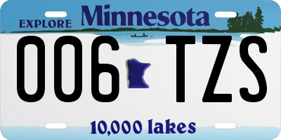 MN license plate 006TZS