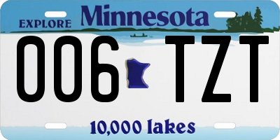MN license plate 006TZT