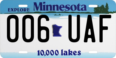 MN license plate 006UAF
